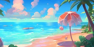 夏日出游海边沙滩清凉背景