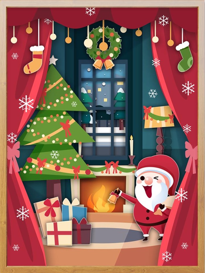 圣诞节插画圣诞老人送礼物