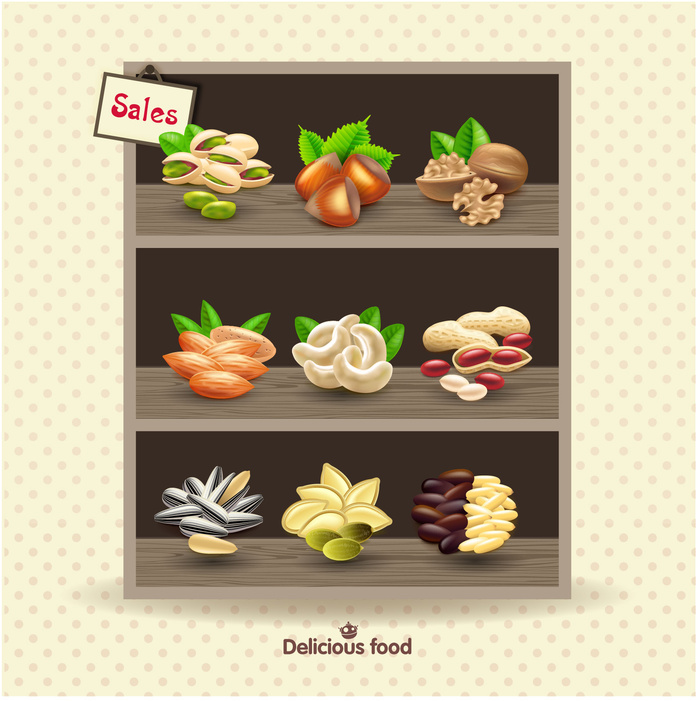 货架上的食物矢量素材ai格式ai矢量模版下载