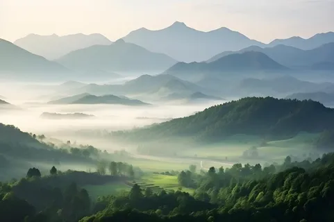 山脉树林高空摄影