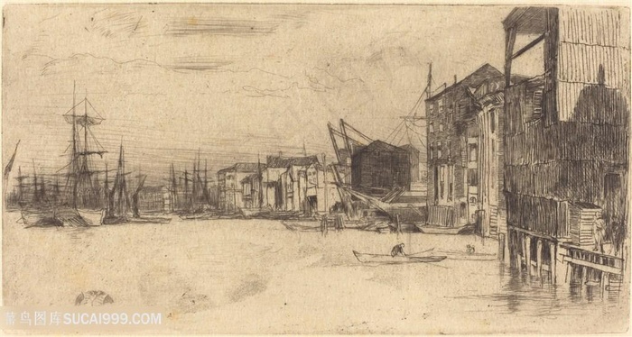 惠斯勒素描建筑道路