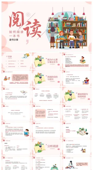 精美卡通风如何阅读一本书PPT模板下载预览图