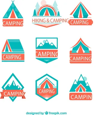 免抠彩色野营标签