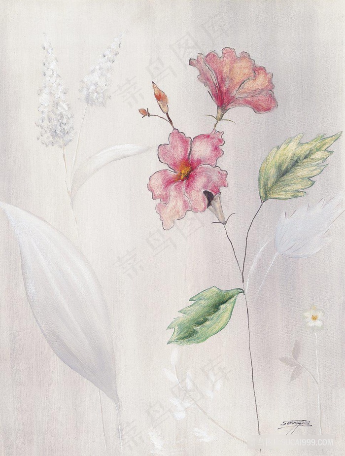 唯美水彩花卉植物装饰画