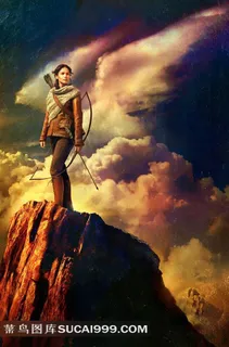 站在石头上的背箭美女电影饥饿游戏之星火燎原海报