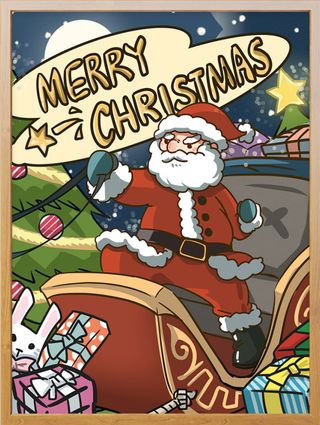 圣诞节卡通插画圣诞老人送礼物