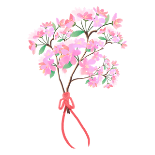 春天浪漫粉红色樱花手绘樱花梅花桃花花朵图片PNG免扣素材