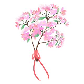 春天浪漫粉红色樱花手绘樱花梅花桃花花朵图片PNG免扣素材