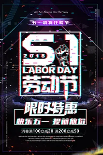 五一劳动节创意促销海报