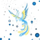 手绘插画蓝色凤凰图片