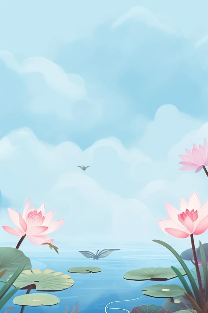 中国风清新荷花简约背景