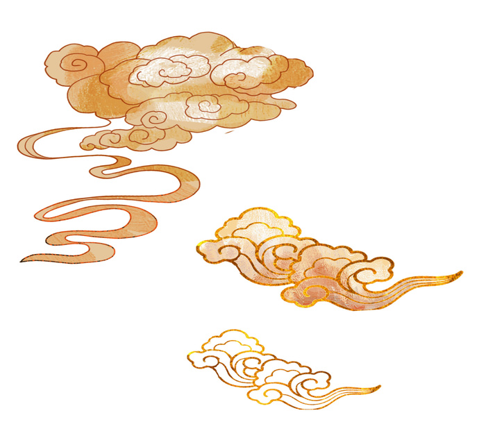 中国风国潮祥云插画手绘云彩图案海报云层装饰背景PSD设计素材