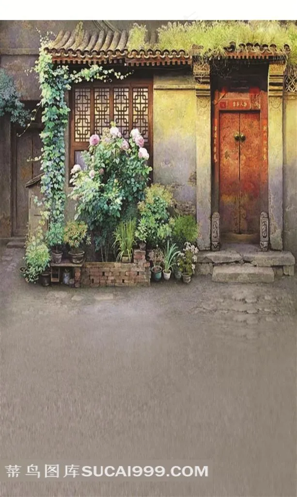 中式建筑摄影背景图片
