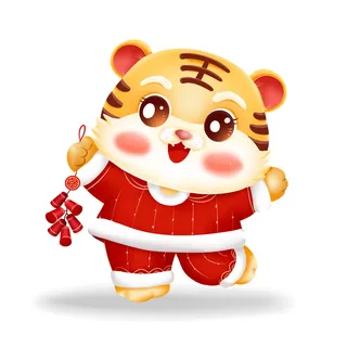 手绘2022虎年新年春节卡通老虎形象IP插画元素PSD设计素材图案 手绘2022虎年新年春节卡通老虎形象IP插画元素PSD设计素材图案