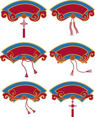 中国风中式古风国潮按钮装饰促销边框标题框对话框PSDAI设计素材