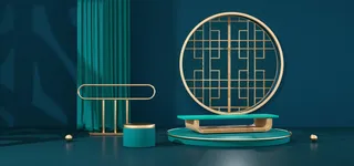 中国风国潮电商促销首页海报C4D背景图3D场景立体设计PSD素材模板