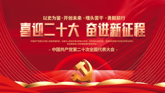 喜迎党的二十大红色展板