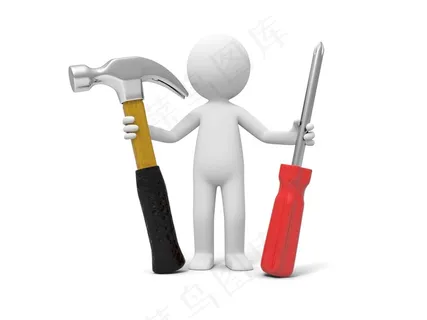拿着维修工具的3D小人图片工程机械 拿着维修工具的3D小人图片工程机械