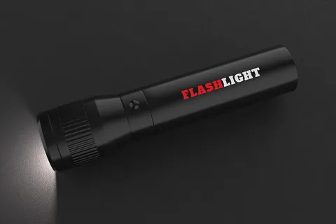 黑色手电筒背景logo样机模板