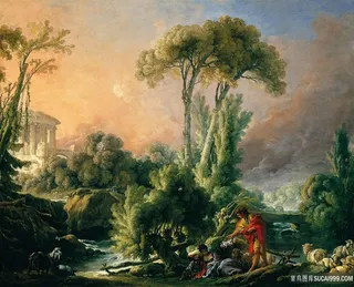 弗朗索瓦 · 布彻-佩萨奇，古老的河流油画图片