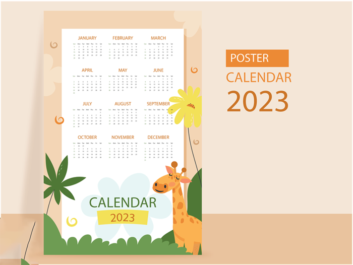 2023日历 2023年挂历 兔年日历 ai矢量模版下载