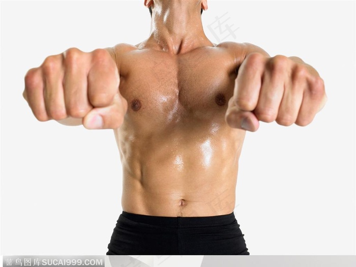 舞蹈肢体-双手握拳平举的外国男人手部特写