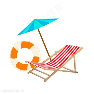 沙滩椅子遮阳伞分层素材