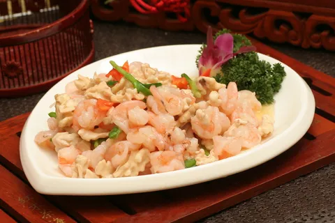 韭香核桃炒虾球38元