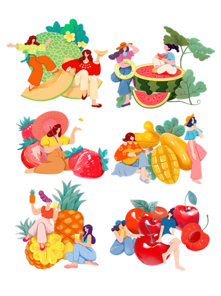 夏季水果人物元素