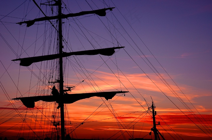 黄昏电线杆风景图片