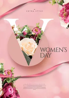 妇女节女神节花卉粉色海报