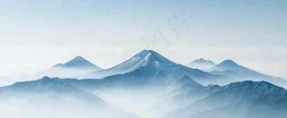 雪山山脉云层云端意境冰山，自然风景冬天蓝天白云摄影图