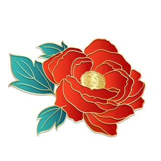 国潮风立体浮雕金边手绘花朵花卉PSD设计PNG免扣图片元素素材