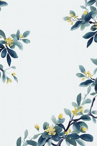 中国风简约淡雅蓝色枝叶背景