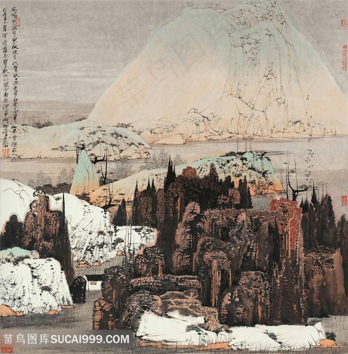 薛亮水墨画巍峨山脉高清艺术挂画