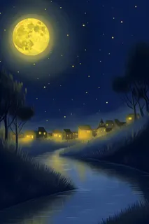 月光草地夜晚背景