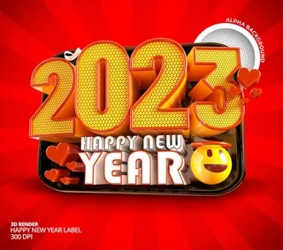 黄色2023数字新年快乐红色背景