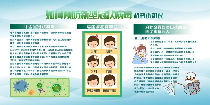 简洁预防新冠战胜疫情防控宣传展板psd模版下载