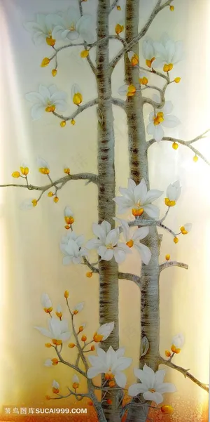 立体浮雕玉兰树