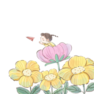 花朵小女孩素材卡通