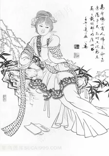白描古代仕女图片 白描古代仕女图片