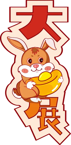 2023新年兔年素材卡通兔子大吉大利