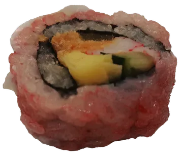 樱花寿司日本海苔米饭柚子醋沙拉蛋黄蟹柳酸黄瓜肉松糯米免抠摄影元素素材