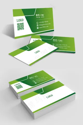 绿色简约时尚通用名片模板