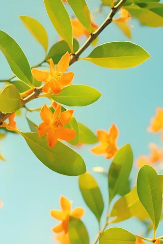 清新简约绿叶小花背景