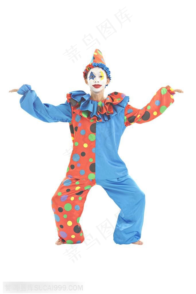 游乐园广告元素 夸张表情滑稽动作的小丑表演