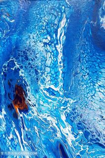 水彩水墨蓝色时尚艺术画