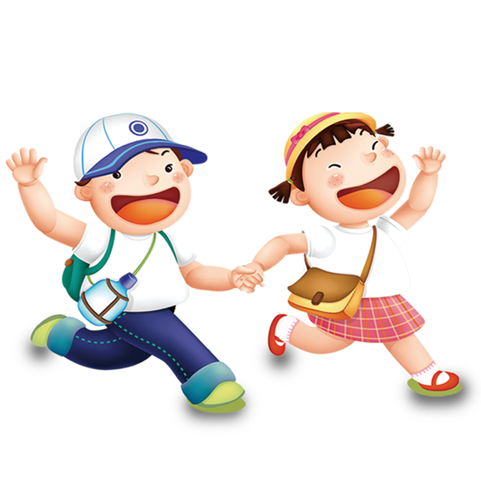小孩子拉手跑步