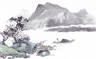 山水画素材中国风水墨画素材元素中国画