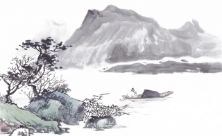 山水画素材中国风水墨画素材元素中国画